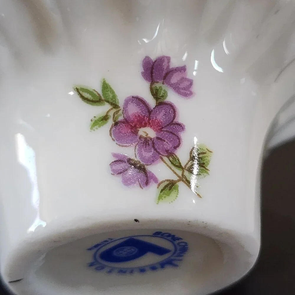 Courting Couple SALT Handled MINI Basket Vintage BRINTON Bone China Gold Accent